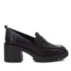 Xti Carmela Leather Collection Women's Heeled Penny Loafers By  In Black
