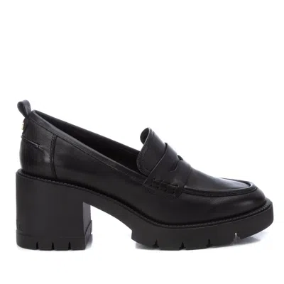 Xti Carmela Leather Collection Women's Heeled Penny Loafers By  In Black