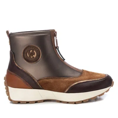 Xti Carmela Leather Collection Women's Sneaker Booties By  In Brown