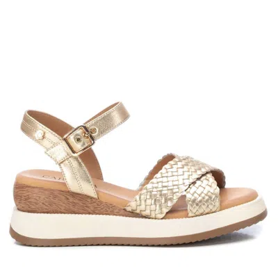Xti Carmela Leather Women's Casual Sandals By  In Gold