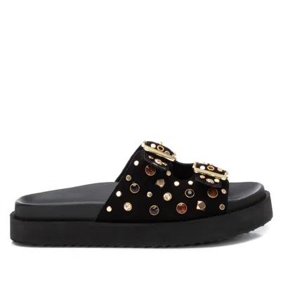 Xti Carmela Leather Women's Fashion Footbed Sandals By  In Black
