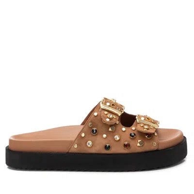 Xti Carmela Leather Women's Fashion Footbed Sandals By  In Brown