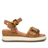 Shop Xti Carmela Leather Women's Wedeg Sandals By  In Brown