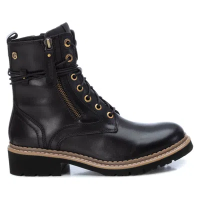 Xti Carmela Women's Leather Combat Boots In Black