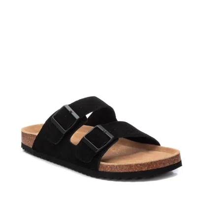 Xti Men's Cork Footbed Suede Leather Sandals In Black In Multi