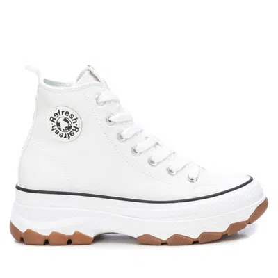 Xti Refresh Collection Women's Canvas High Top Sneakers With Platform Sole In White