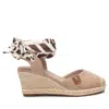 Xti Refresh Women's Espadrilles With Wide Ribbon Laces In Beige