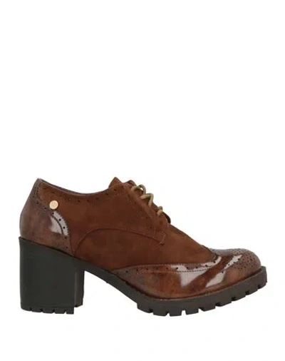 Xti The Perfect Pair Woman Lace-up Shoes Brown Size 5 Tele Fibers