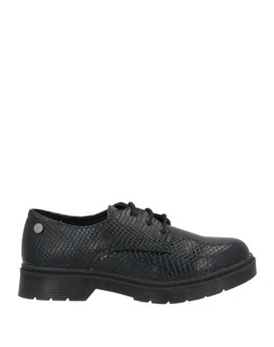 Xti Woman Lace-up Shoes Black Size 6 Tele Fibers