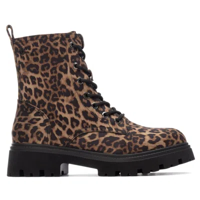 Xti Women's Ankle Combat Booties By  In Animal Print