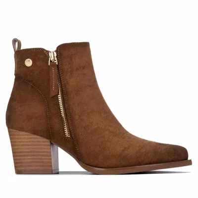 Xti Women's Block Heel Suede Ankle Booties In Camel In Brown