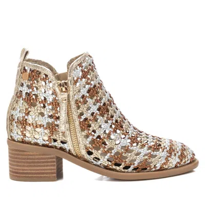Xti Women's Braided Booties With Side Zipper In Gold