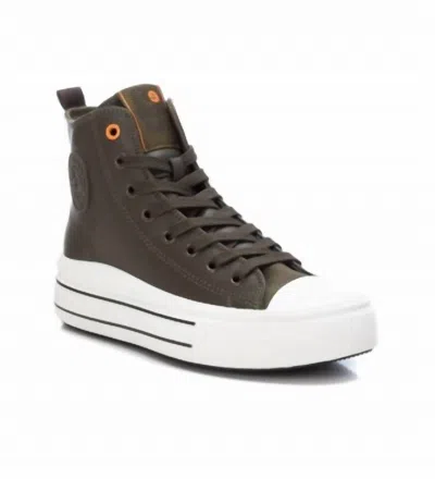 Xti Women's Canvas Ankle Sneaker Boots In Khaki In Green