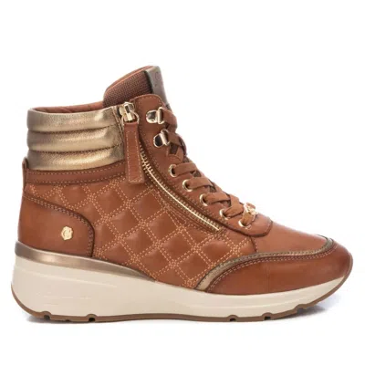 Xti Women's Carmela Collection Leather Sneaker Booties In Camel In Brown