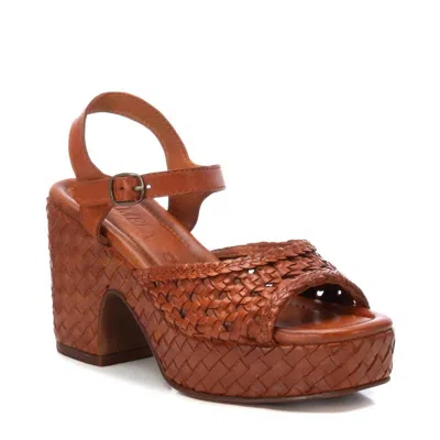 Xti Women's Carmela Leather Heel Sandals In Camel In Brown