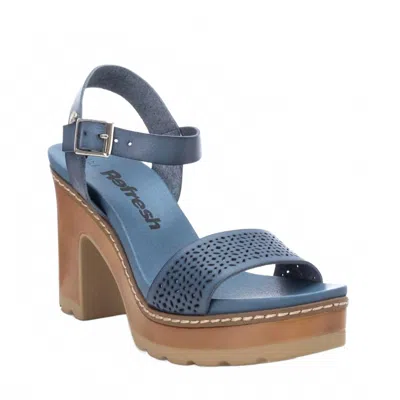 Xti Women's Casual Heeled Platform Sandals In Jeans In Blue