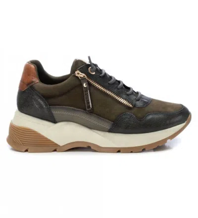 Xti Women's Casual Leather Sneakers In Khaki In Green