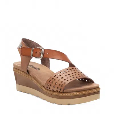 Xti Women's Crossed Strap Wedge Sandals In Taupe In Brown