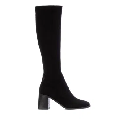 XTI WOMEN'S ELASTIC SUEDE BOOTS IN BLACK