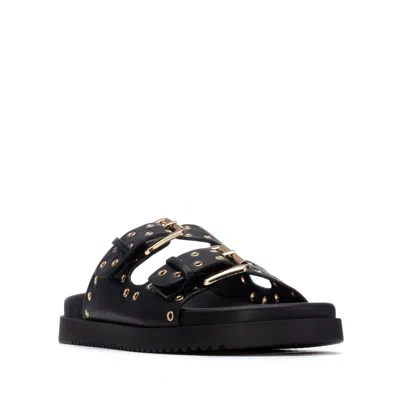 Xti Women's Eyelets Double Strap Buckle Sandals In Black