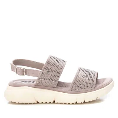 Xti Women's Flat Suede Sandals In Open Grey In Pink