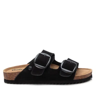 Xti Women's Footbed Sandals With Two Buckles Refresh By  In Black