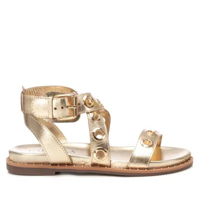 Xti Women's Gladiator Sandal With Eyelet Detail In Gold