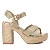 Xti Women's Heeled Jute Platform Sandals In Gold In Beige