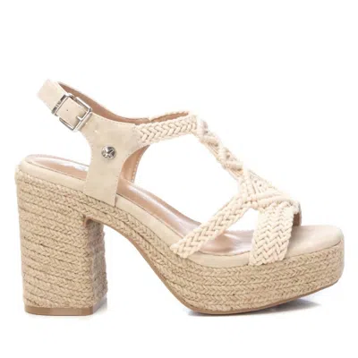 Xti Women's Heeled Jute Platform Sandals In Ice In Neutral