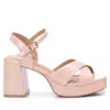 Xti Women's Suede Heeled Platform Sandals In Nude In Pink