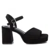 Xti Women's Heeled Suede Sandals With Platform In Black In Black