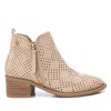 Xti Women's Italian Western Booties With Side Zipper In Beige