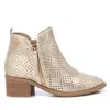 Xti Women's Italian Western Booties With Side Zipper In Gold