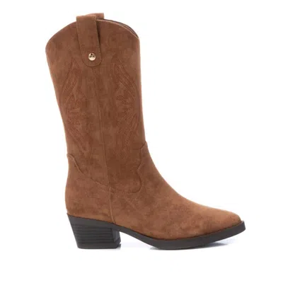 Xti Women's Italian Western Suede Booties In Camel In Brown