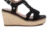 Xti Women's Jute Wedge Sandals In Black In Black
