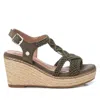 Shop Xti Women's Jute Wedge Sandals In Kaki In Green