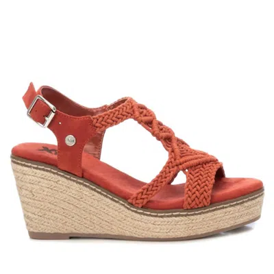 Xti Women's Jute Wedge Sandals In Brick In Red