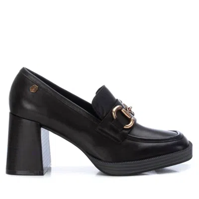 Xti Women's Leather Heeled Loafers In Black