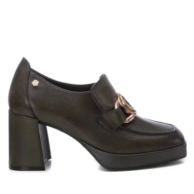 Xti Women's Leather Moccasins In Kakhi In Multi