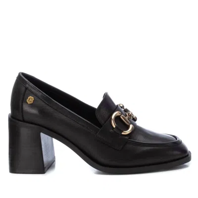 Xti Women's Leather Heeled Loafers In Black