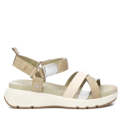 Xti Women's Leather Sandals In Kakhi In Multi