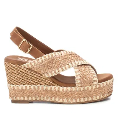 Xti Women's Raffia Wedge Sandals In Taupe In Gray
