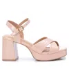 Xti Women's Suede Heeled Platform Sandals In Nude In Brown