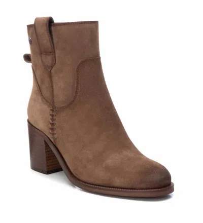 Xti Women's Suede Block Heel Booties In Taupe In Multi