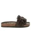 XTI WOMEN'S SUEDE FLAT SANDALS IN OPEN GREEN