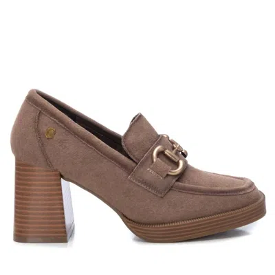Xti Women's Suede Heeled Loafers In Camel In Brown