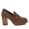 Xti Women's Suede Heeled Loafers In Khaki In Green