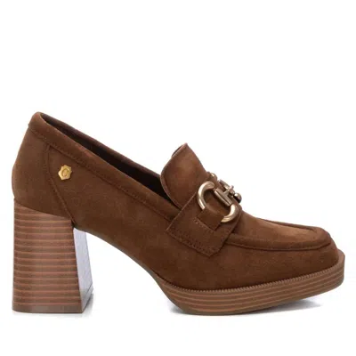 Xti Women's Suede Heeled Loafers In Taupe In Grey