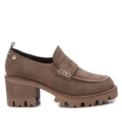 Xti Women's Suede Heeled Moccasins In Taupe In Brown
