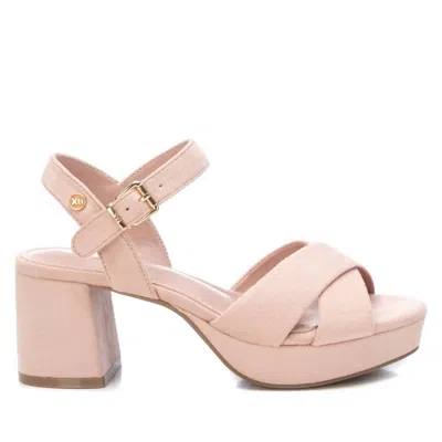 Xti Women's Suede Heeled Platform Sandals In Nude In Multi